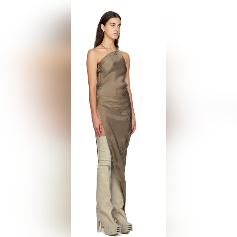 Rick Owens Asymmetrical Dress in Taupe and Cream